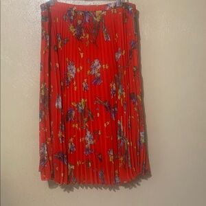 44. Vince Camuto XXL Bright Red Pleated Floral Midi Skirt NWT